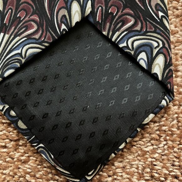 Oscar De La Renta Neck Tie Silk Abstract Swirls Made In USA - Picture 4 of 6